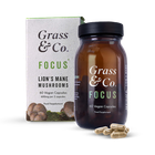 Grass & Co. FOCUS Lion's Mane Mushrooms with Ginseng + Omega-3 60 Vegan Capsules image 1
