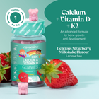 Novomins Kids Calcium, Vitamin D & K2 Strawberry Milkshake Flavour 30 Gummies image 4
