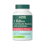 Holland & Barrett Live Friendly Bacteria Strawberry Flavour 120 Chewable Tablets