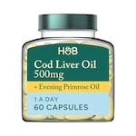 Holland & Barrett Pure Cod Liver Oil with Evening Primrose Oil 500mg 60 Capsules