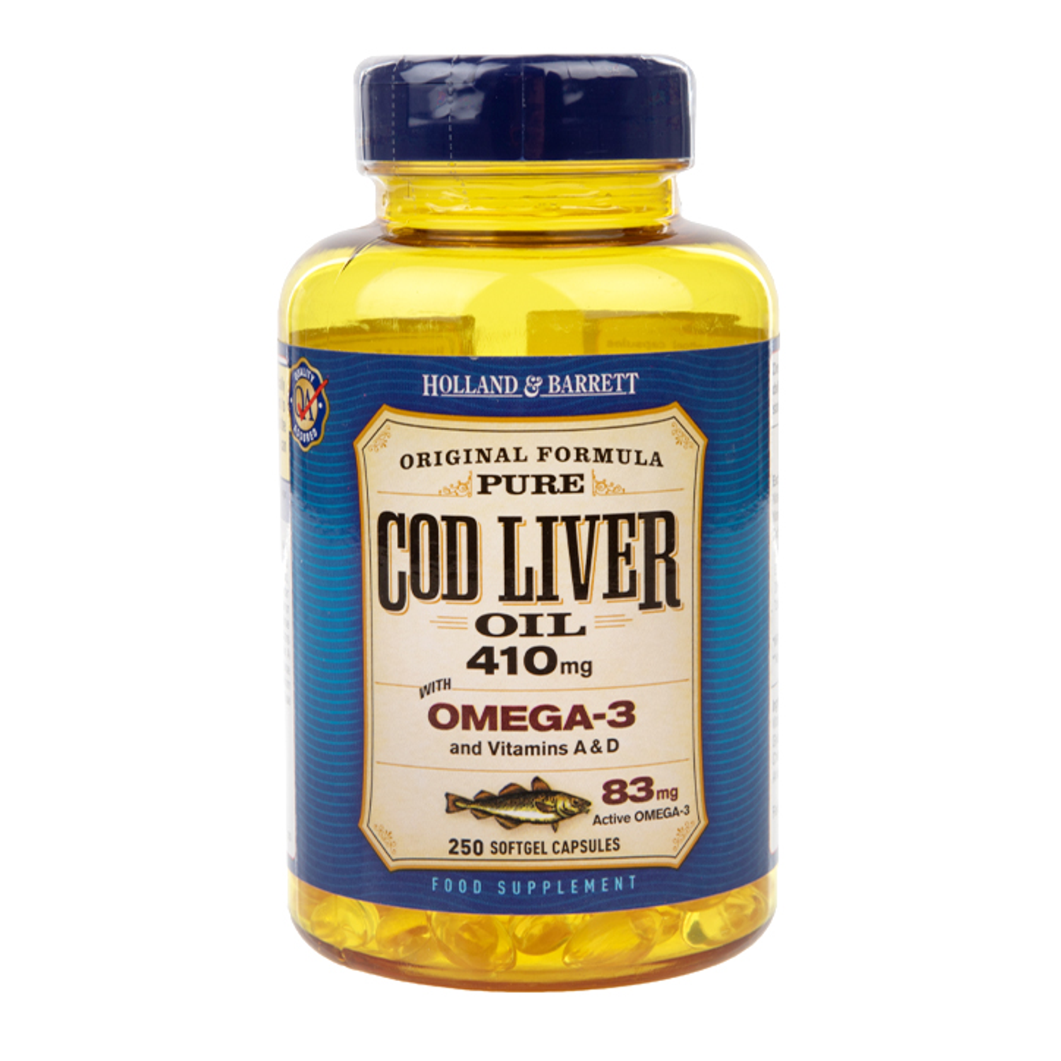 Holland & Barrett Cod Liver Oil 250 Capsules 410mg