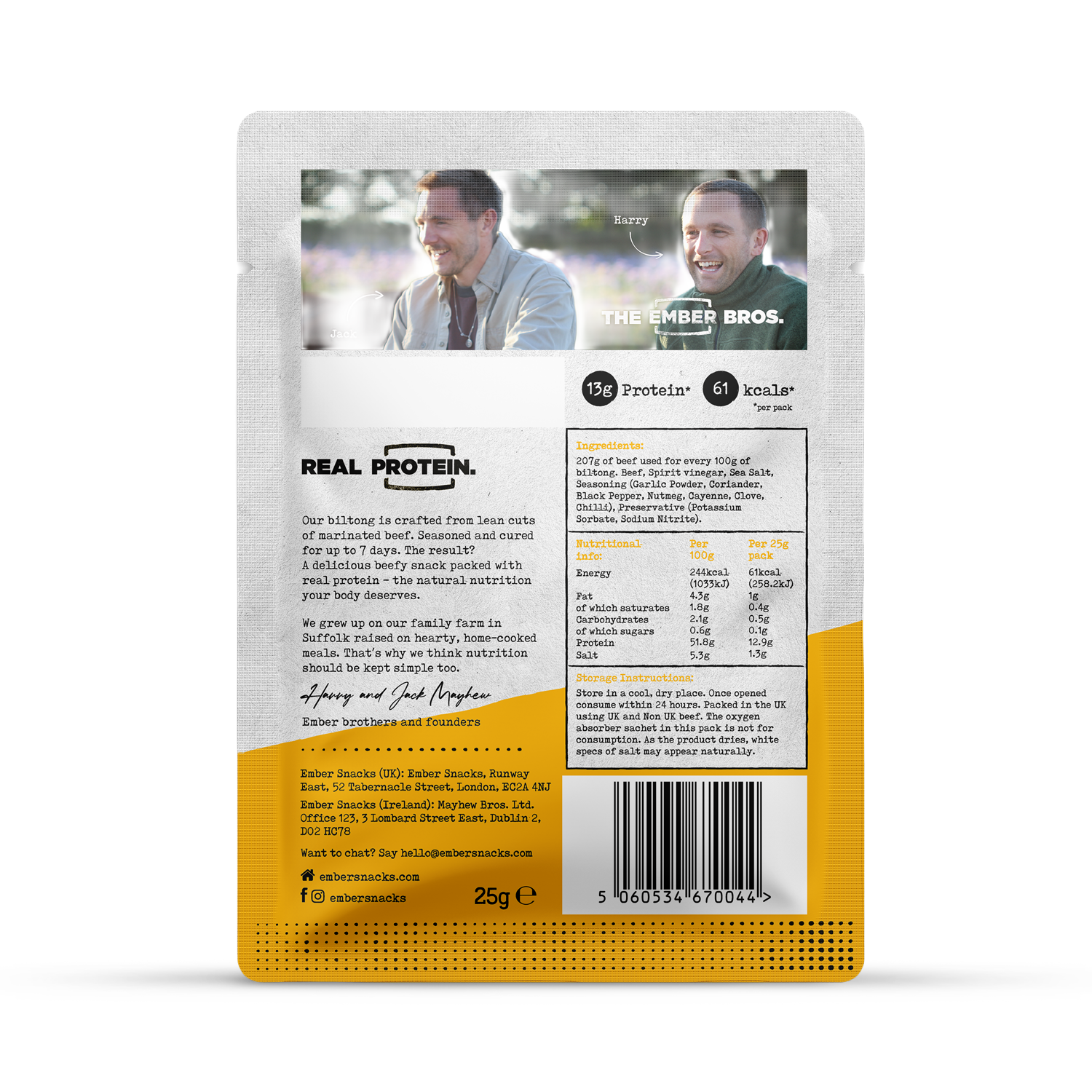 Ember Snacks: Biltong Beef Jerky Original Flavor (8 X 45g