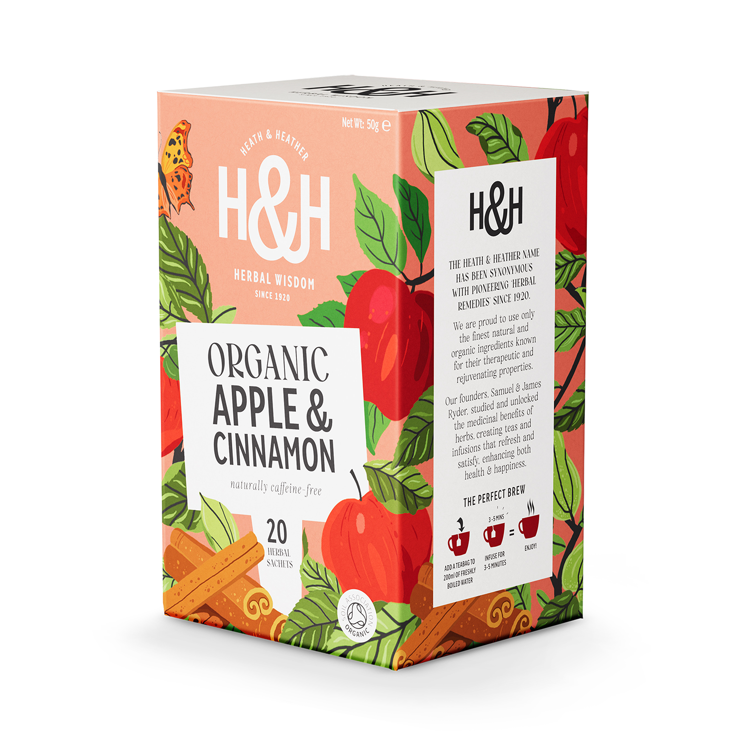 Heath & Heather Organic Apple & Cinnamon 20 Tea Bags | H&B