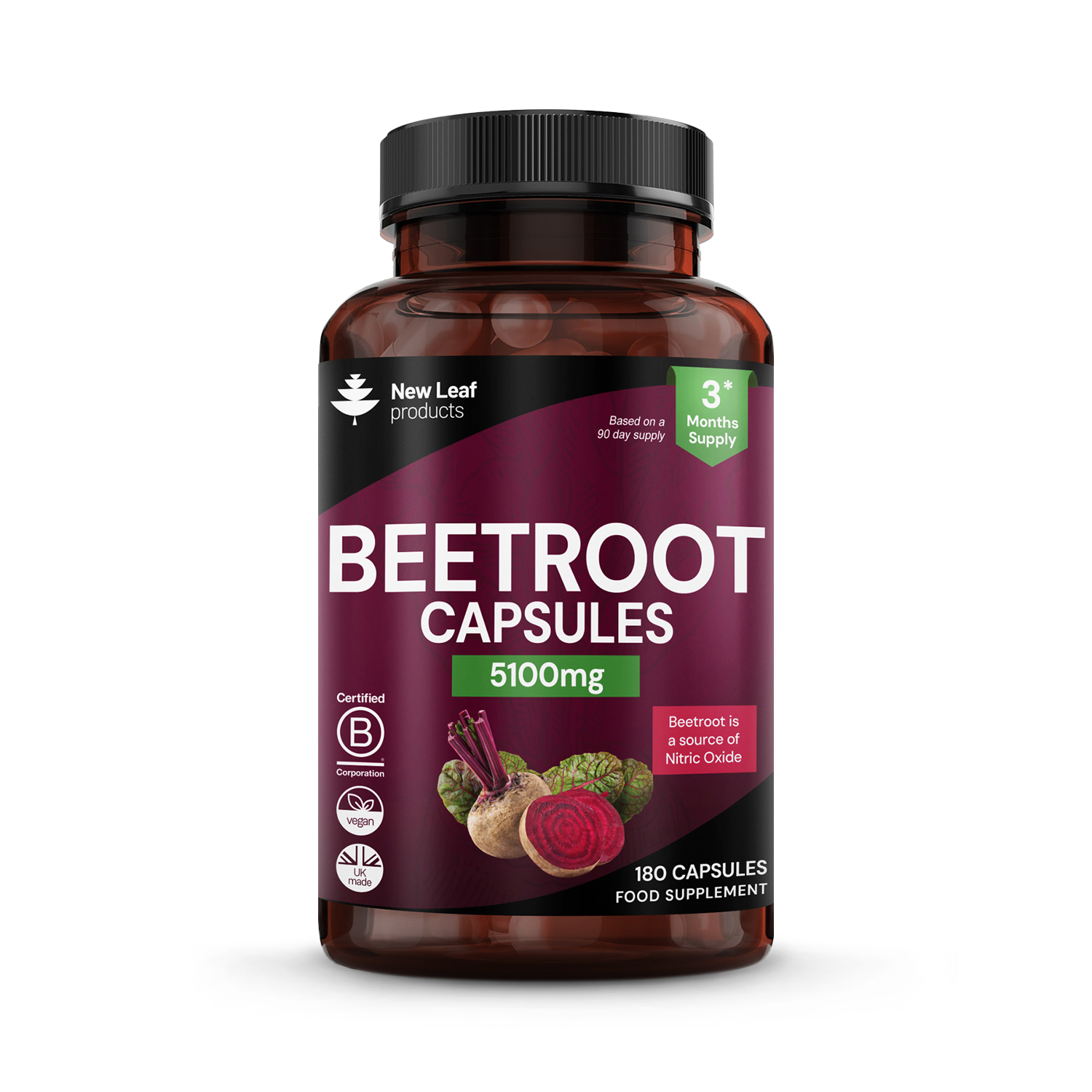 Taoters High Strength Beetroot Extract 5000mg Capsules - Vegan With Black Pepper & Grape Seed