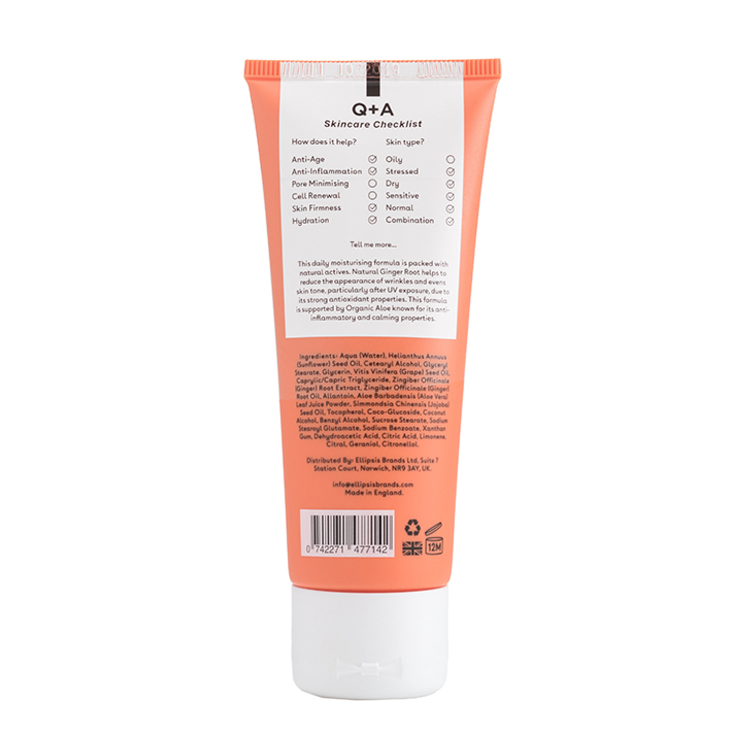 Q+A Ginger Root Daily Moisturiser 75ml Holland & Barrett