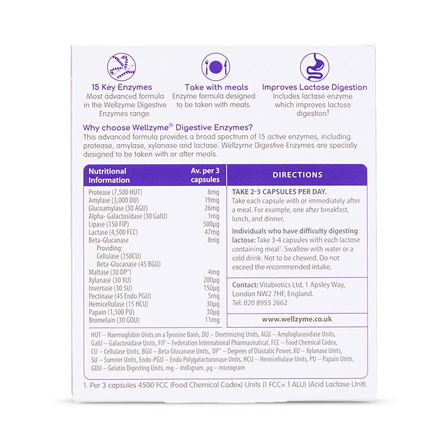Vitabiotics Wellzyme 15 Enzyme Formula 60 Capsules | H&B