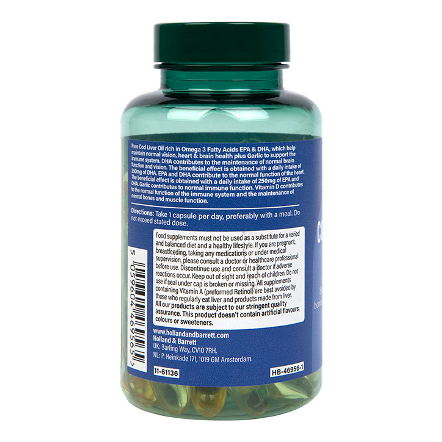 Holland & Barrett Pure Cod Liver Oil & Garlic 60 Capsules