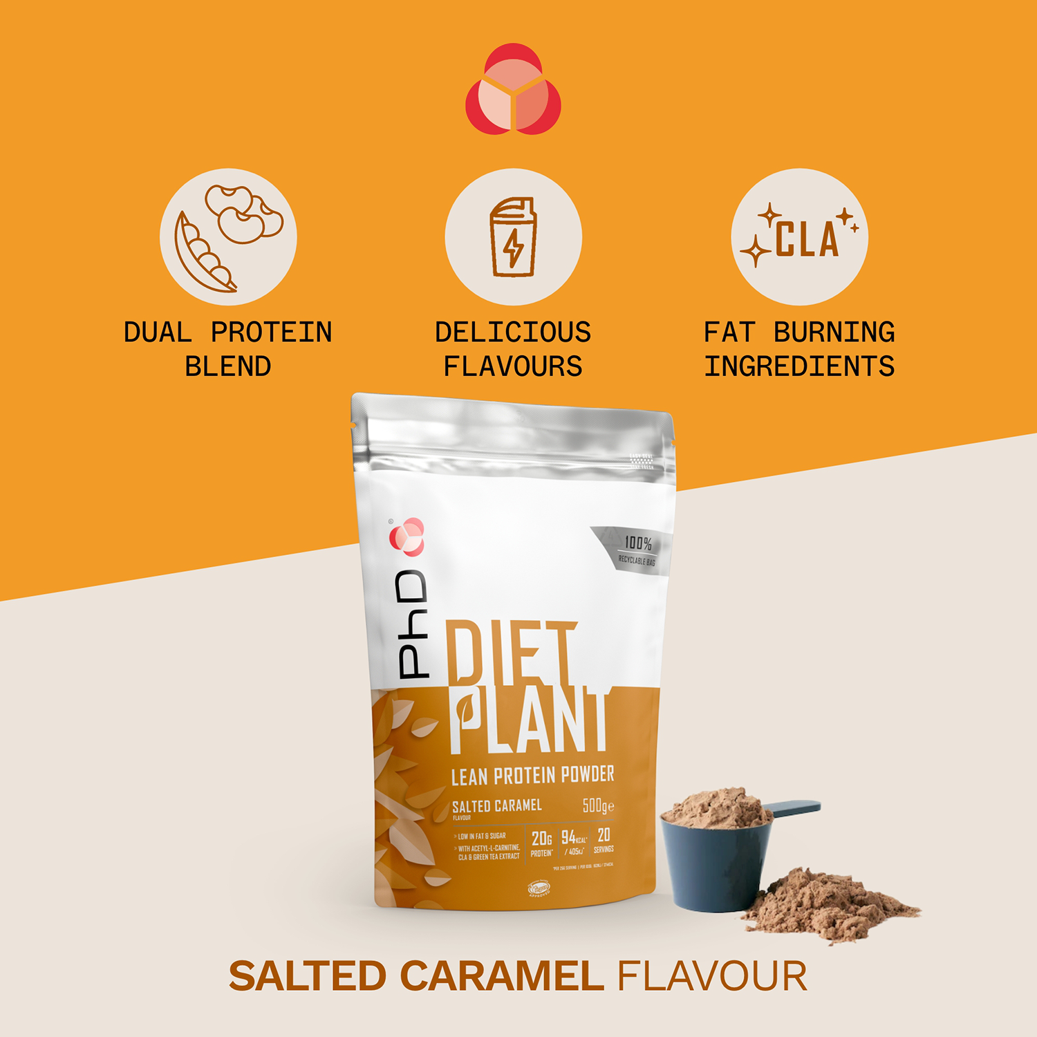 phD プロテイン diet plant 500gセット　バーなし Diet Plant Protein Powder | Vegan Protein Powder