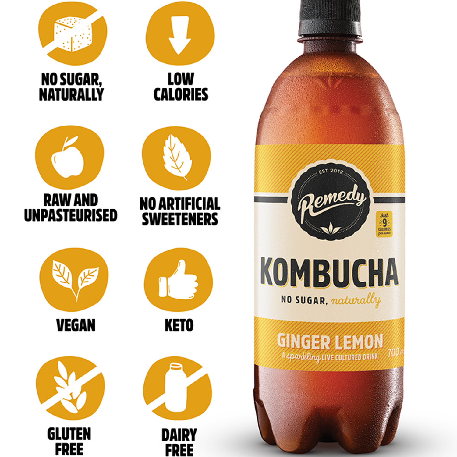 Remedy Kombucha Ginger Lemon 700ml Holland & Barrett