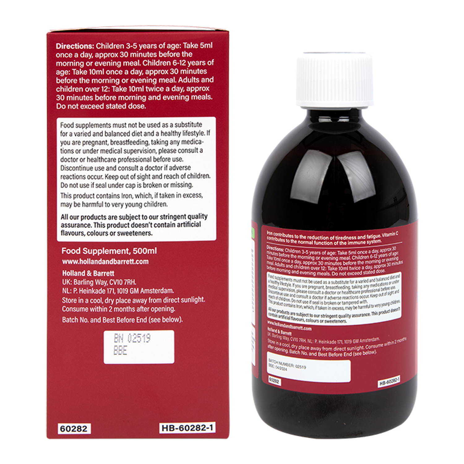 Iron B Vits, Vit C & Minerals 500ml Liquid Holland & Barrett