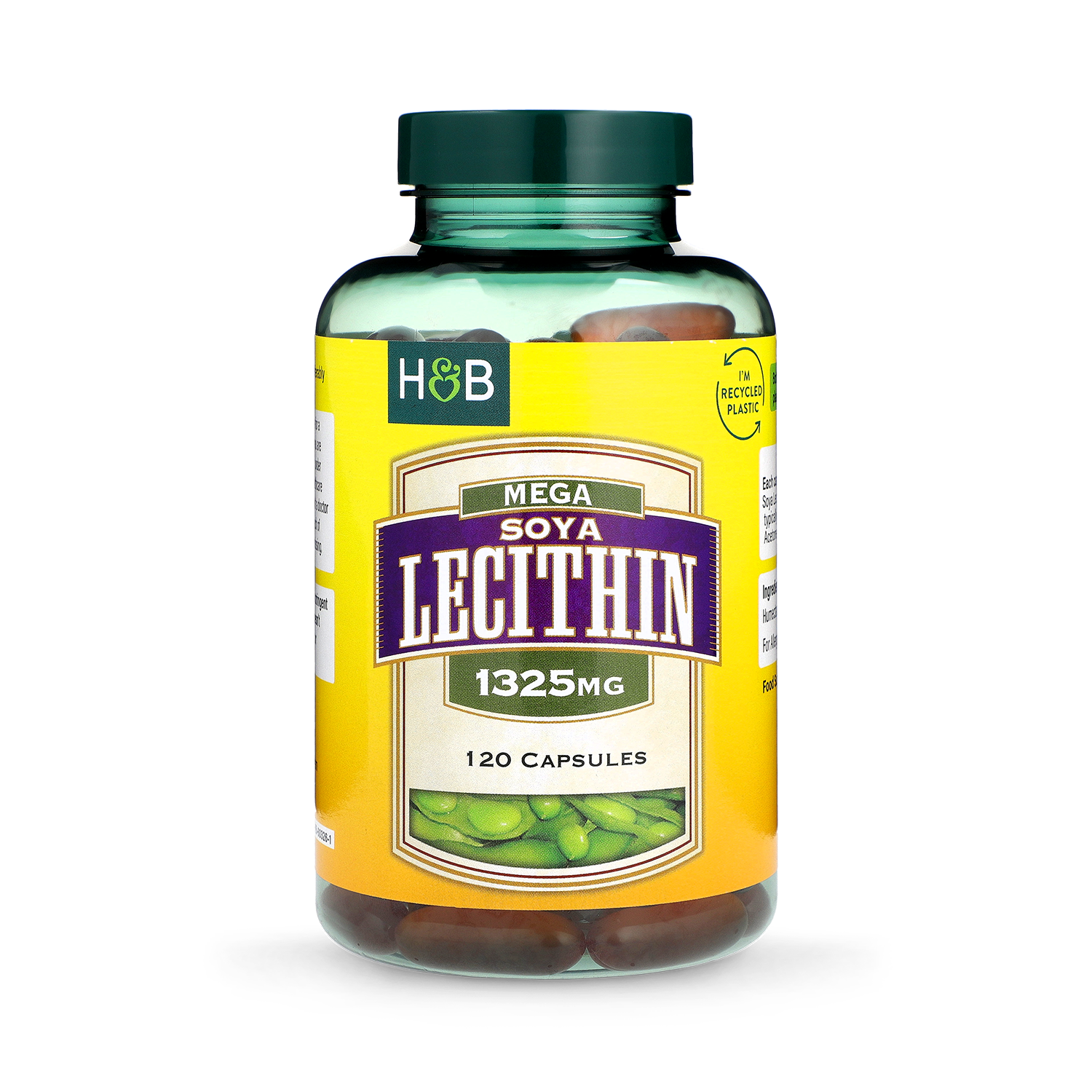 Holland & Barrett Mega Soya Lecithin Fat Emulsifier 120 Capsules 1325mg