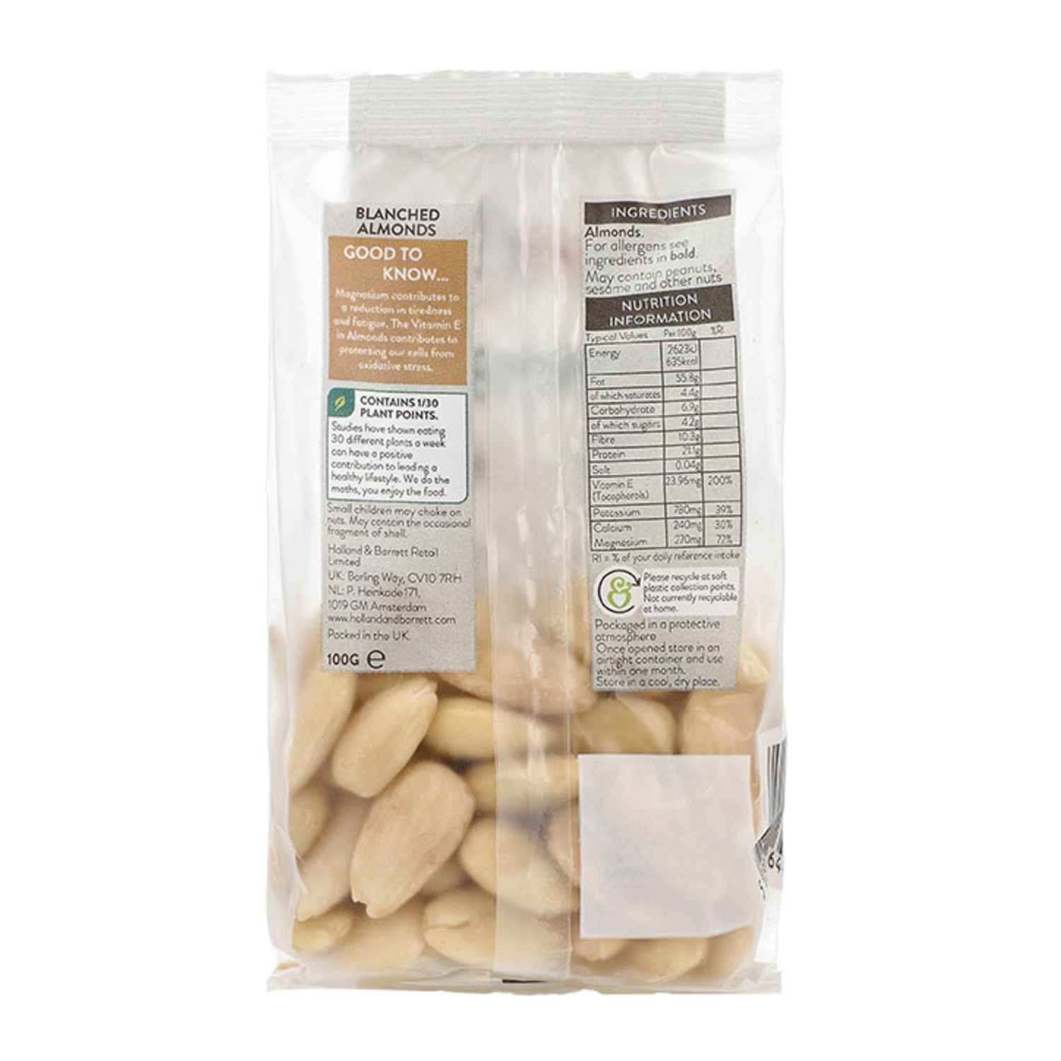 Holland & Barrett Blanched Whole Almonds 100g Holland & Barrett
