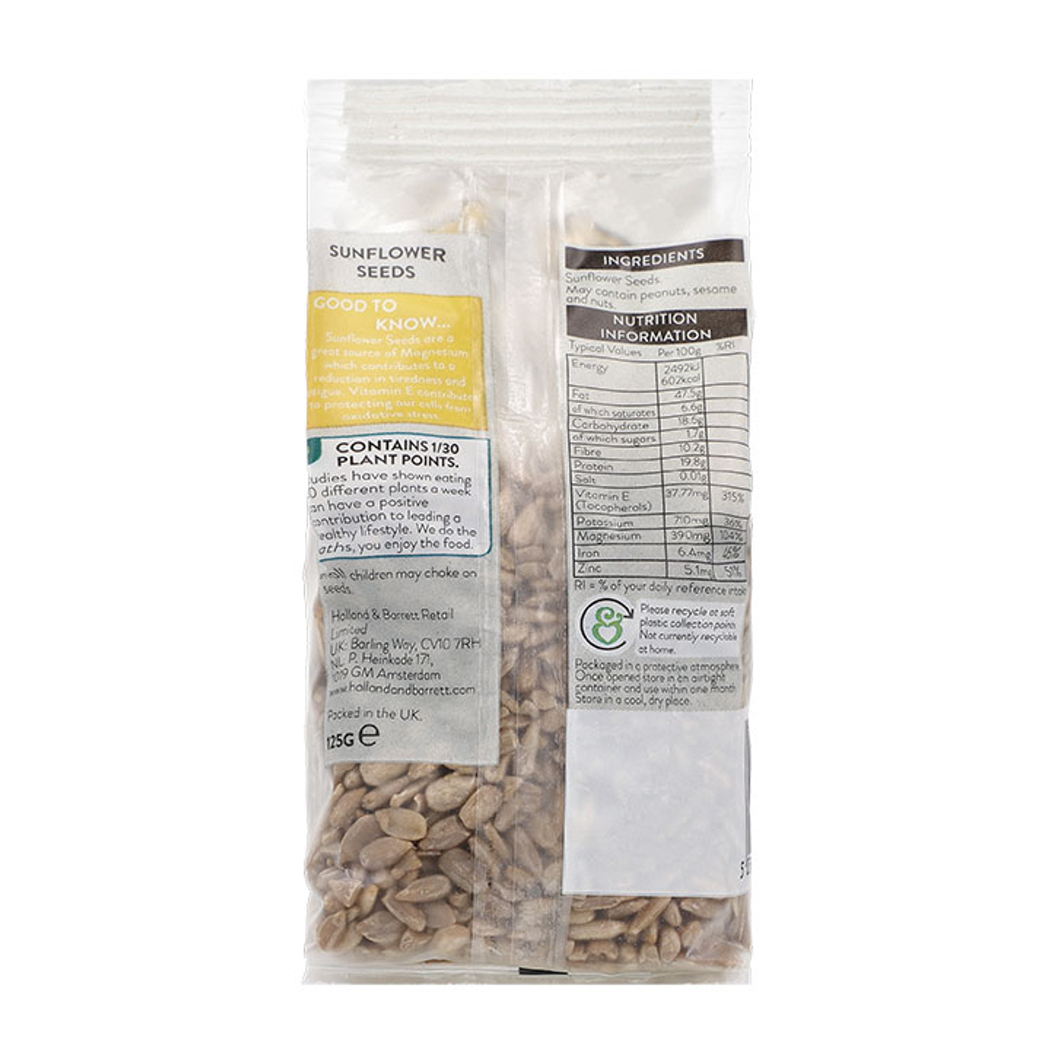 Holland & Barrett Sunflower Seeds 125g