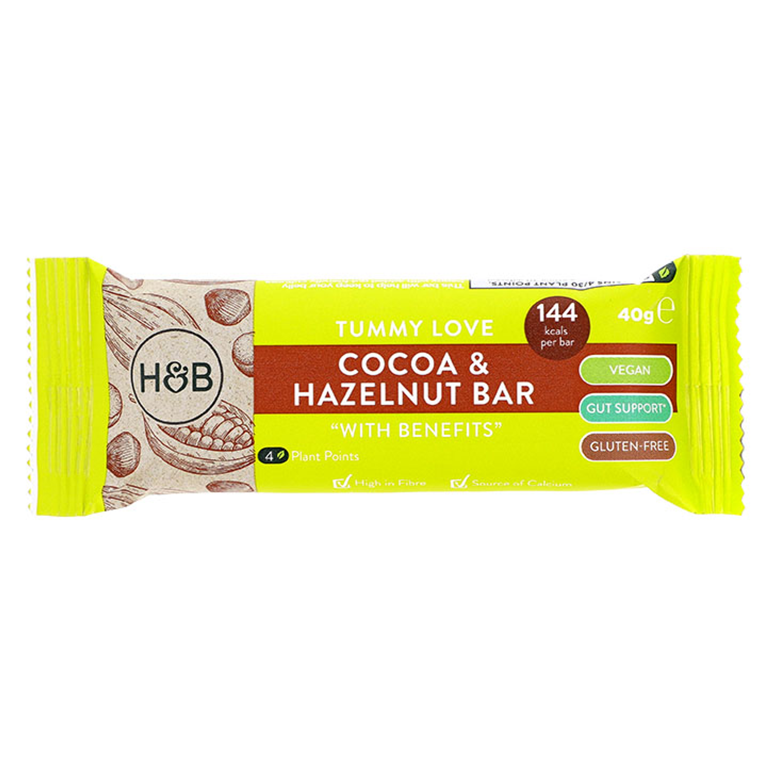 Holland & Barrett Cocoa Tummy Love Hazelnut Bar with Benefits 40g H&B