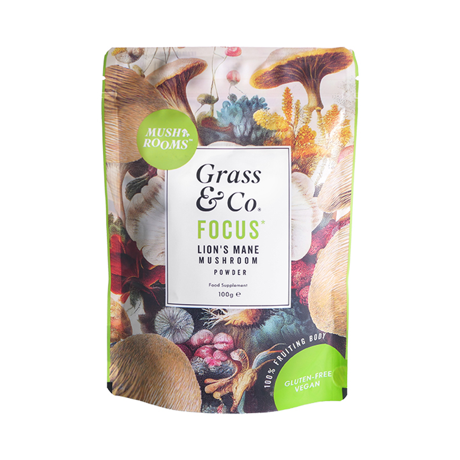 Grass & Co. FOCUS Lion's Mane Mushrooms Powder 100g Holland & Barrett