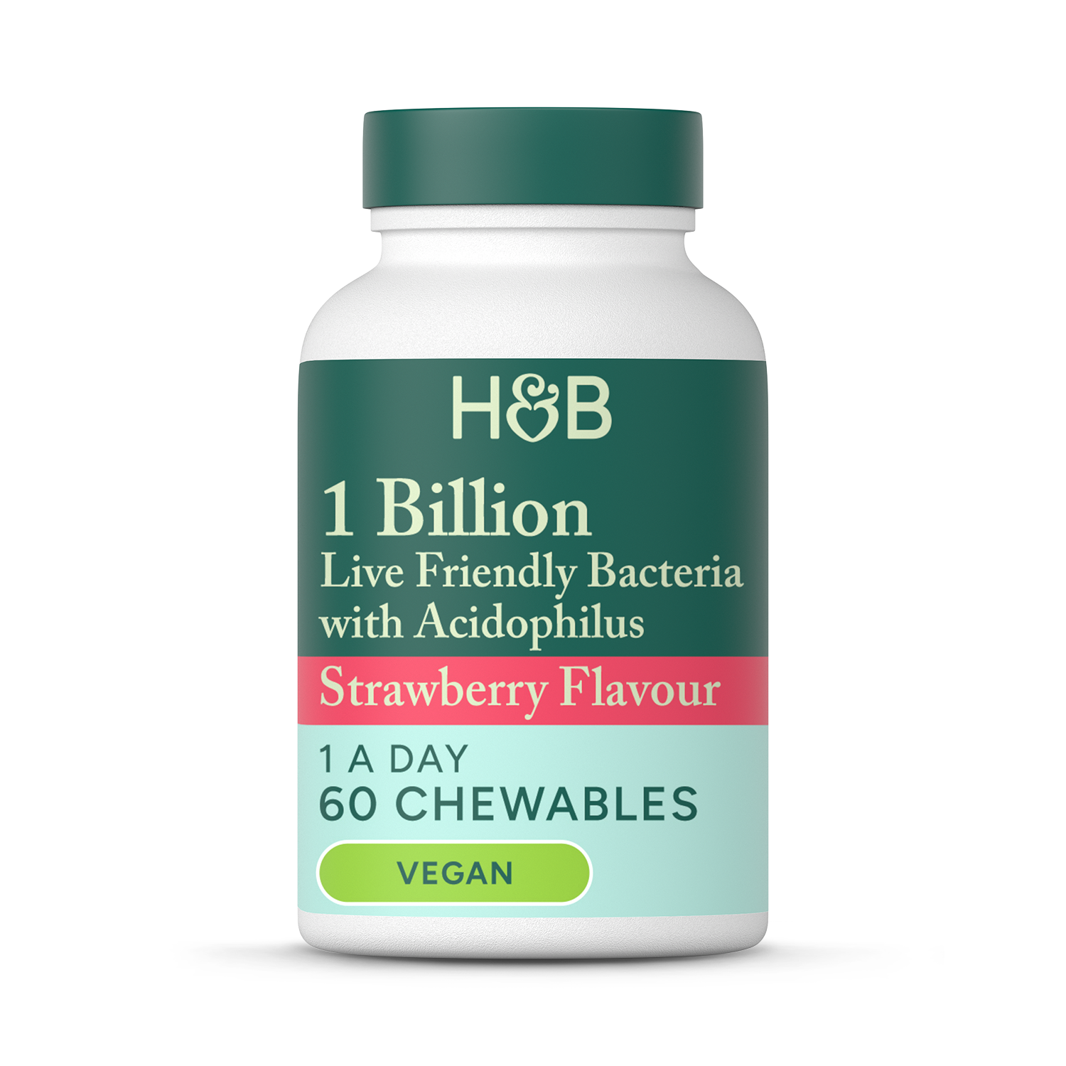 Holland & Barrett Live Friendly Bacteria Strawberry Flavour 60 Chewable Tablets