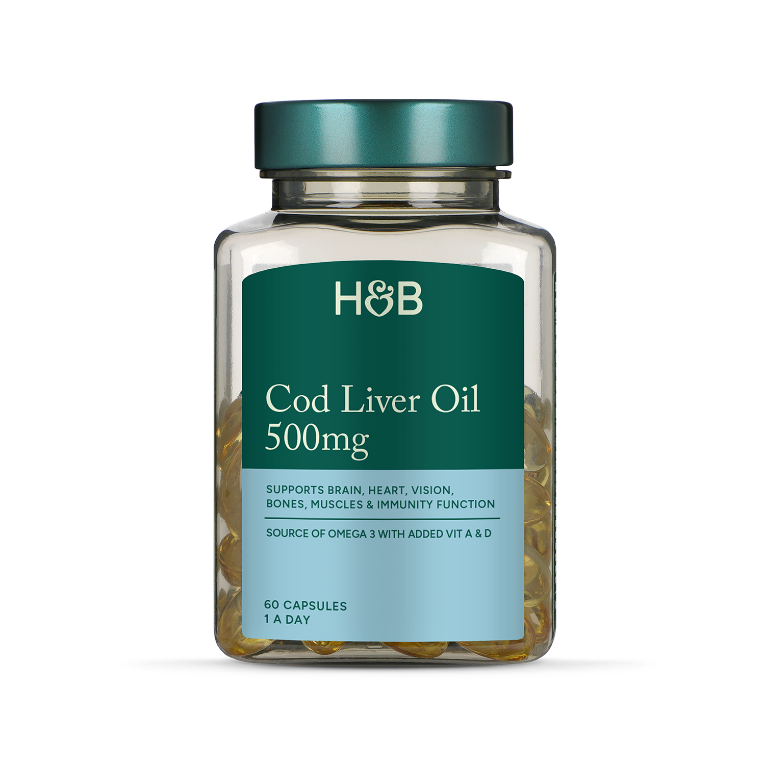 Holland & Barrett Pure Cod Liver Oil 500mg 60 Capsules