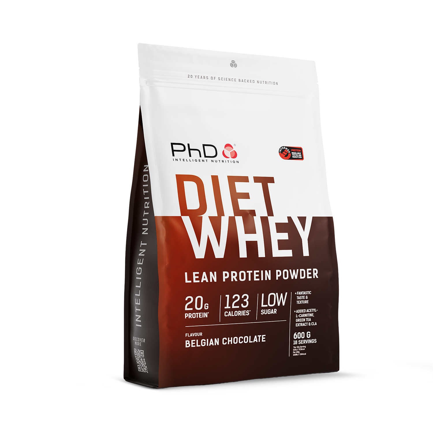 PhD Diet Whey Protein Powder Belgian Chocolate 600g