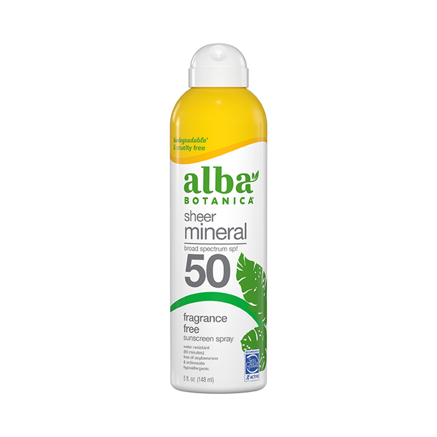 Alba Botanica Sheer Mineral Fragrance Free Sunscreen Spray SPF50