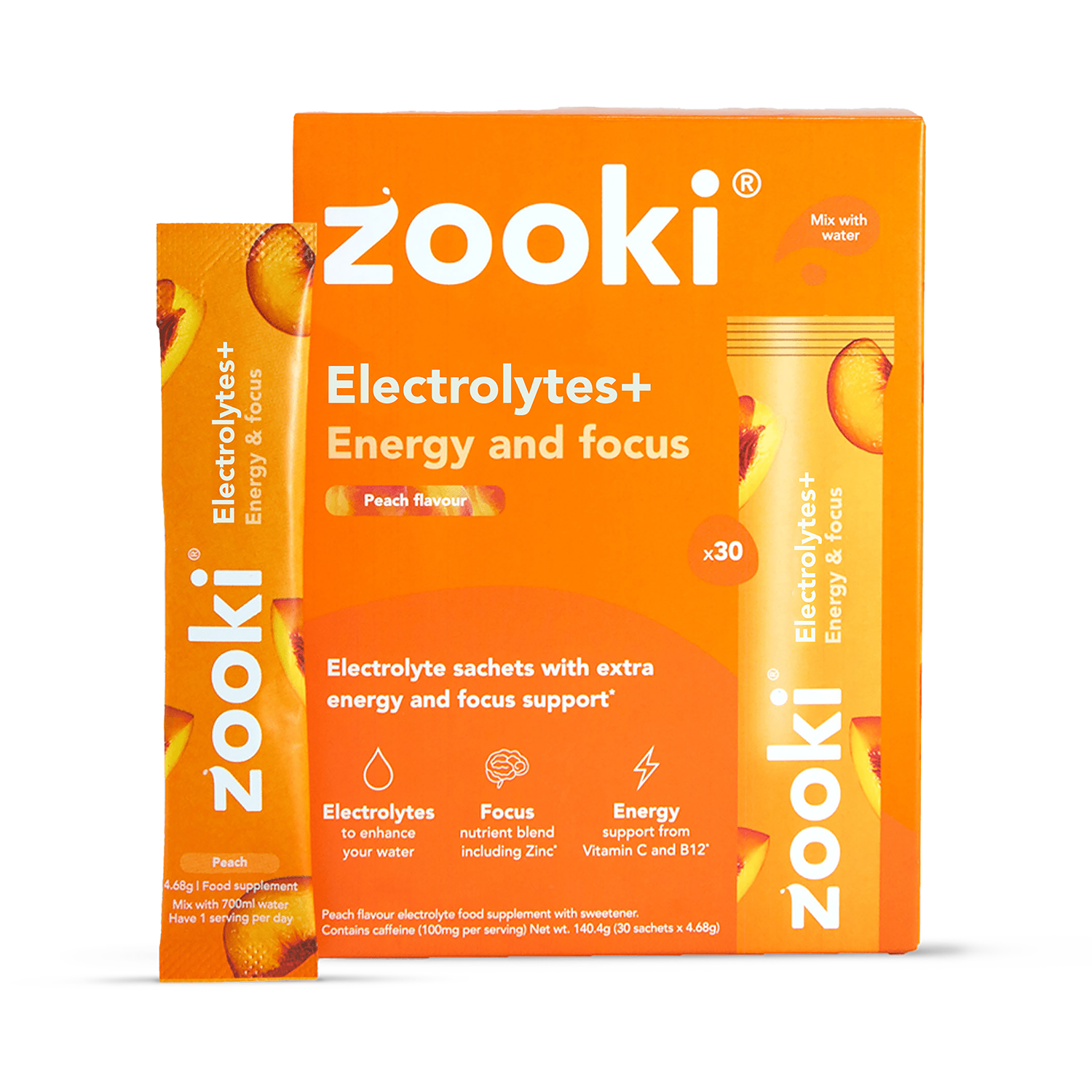 Zooki Electrolytes+ Energy & Focus, 30 Sachets