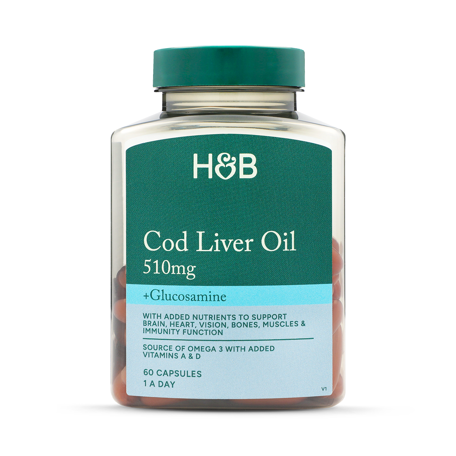 Holland & Barrett Cod Liver Oil & Glucosamine 500mg 60 Capsules