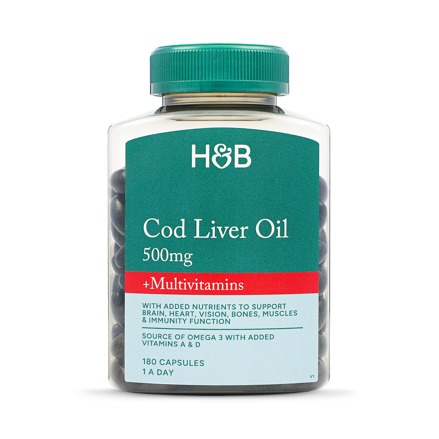 Holland & Barrett Cod Liver Oil & Multivitamins 500mg 180 Capsules