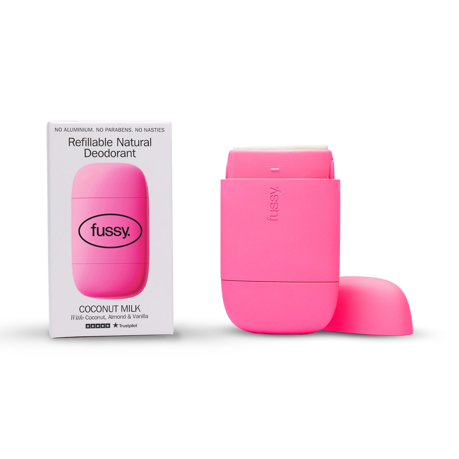 Fussy Refillable Natural Deodorant Coconut Milk Starter Pack