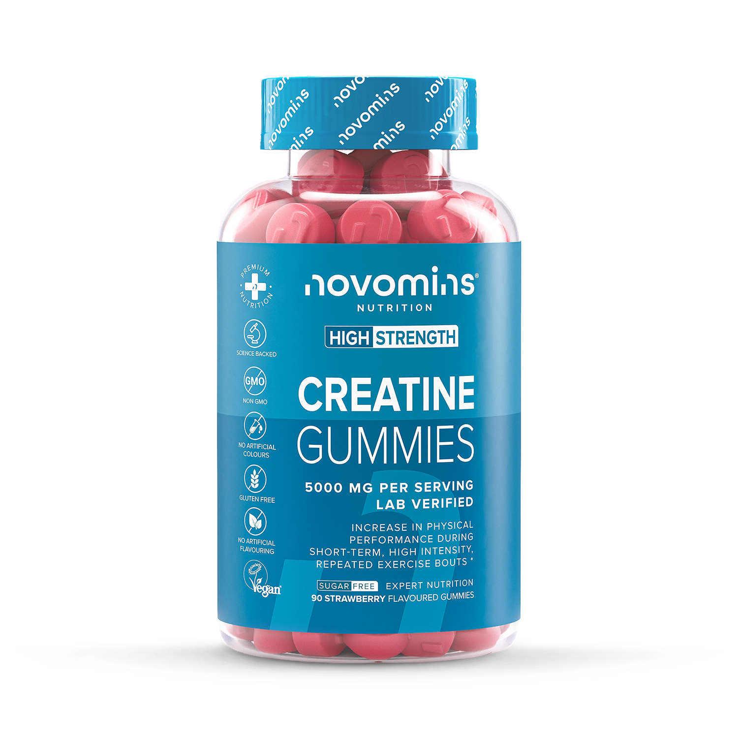 Novomins Creatine 5000mg Flavoured Sugar Free 90 Gummies