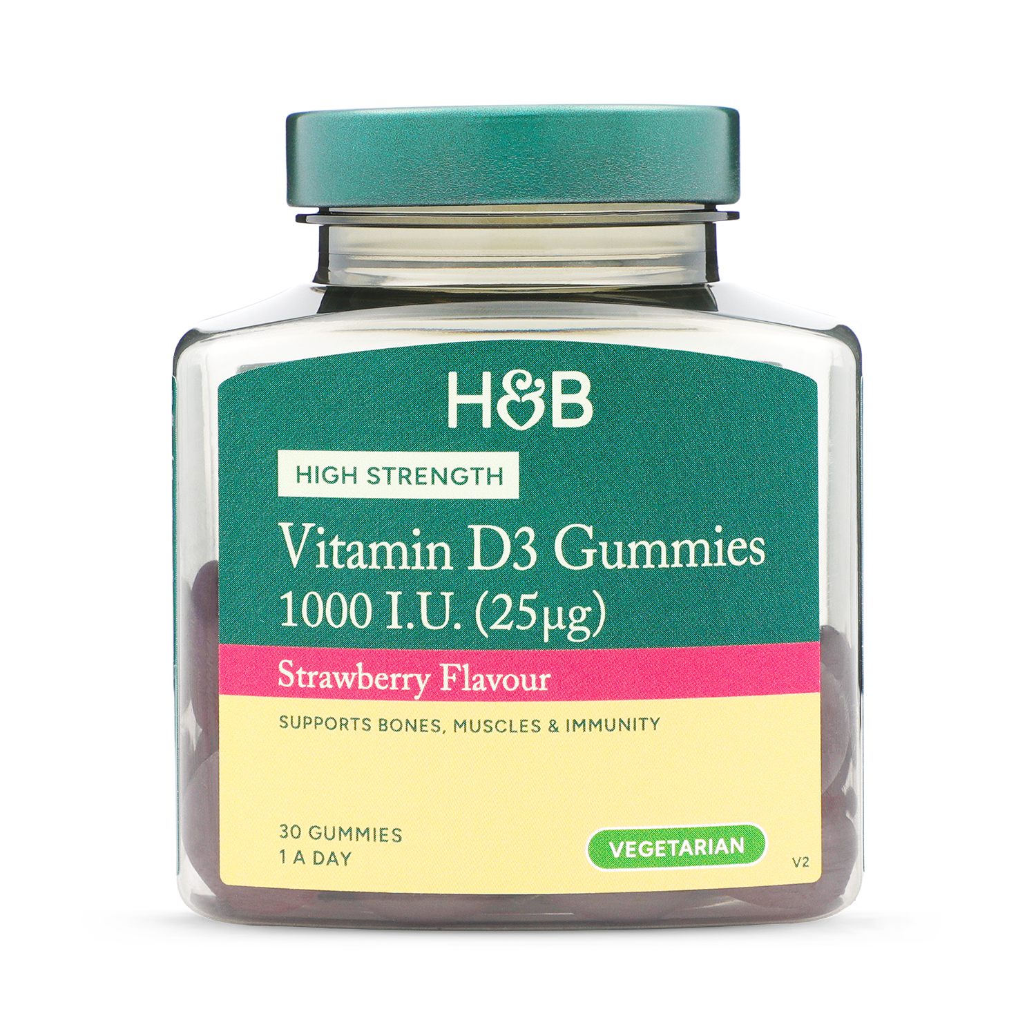 Holland & Barrett Vitamin D 1000 I.U. (25ug) Strawberry Flavour 30 Gummies