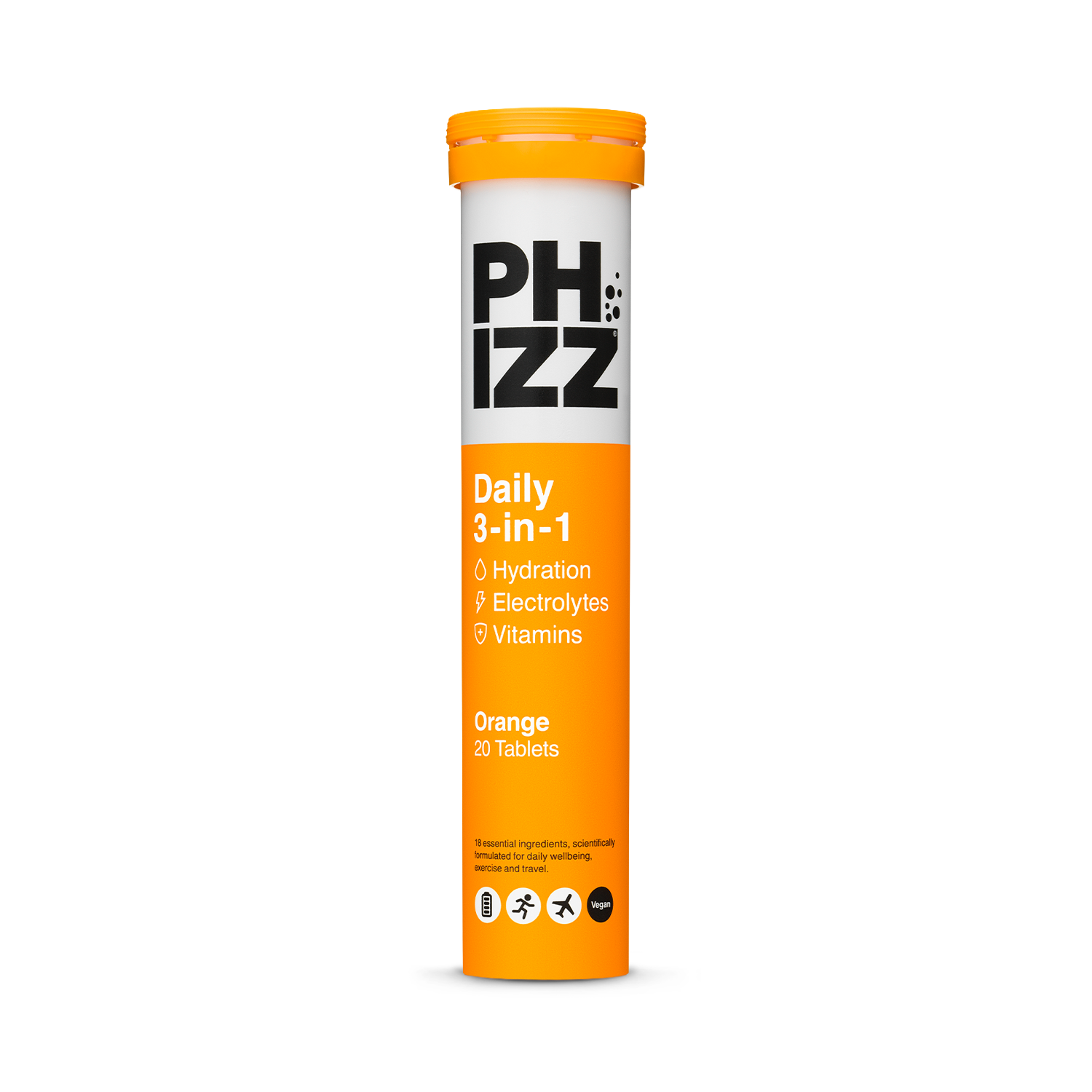 Phizz Daily 3in1 Hydration Electrolytes and Vitamins Effervescent Orange 20 Tablets
