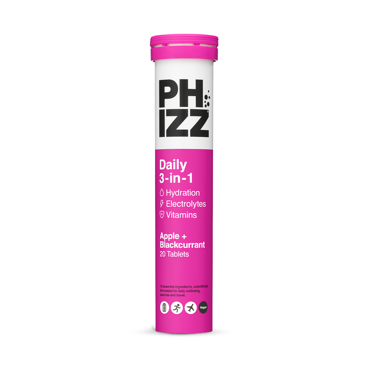 Phizz Daily 3in1 Hydration Electrolytes and Vitamins Effervescent Blackcurrant 20 Tablets