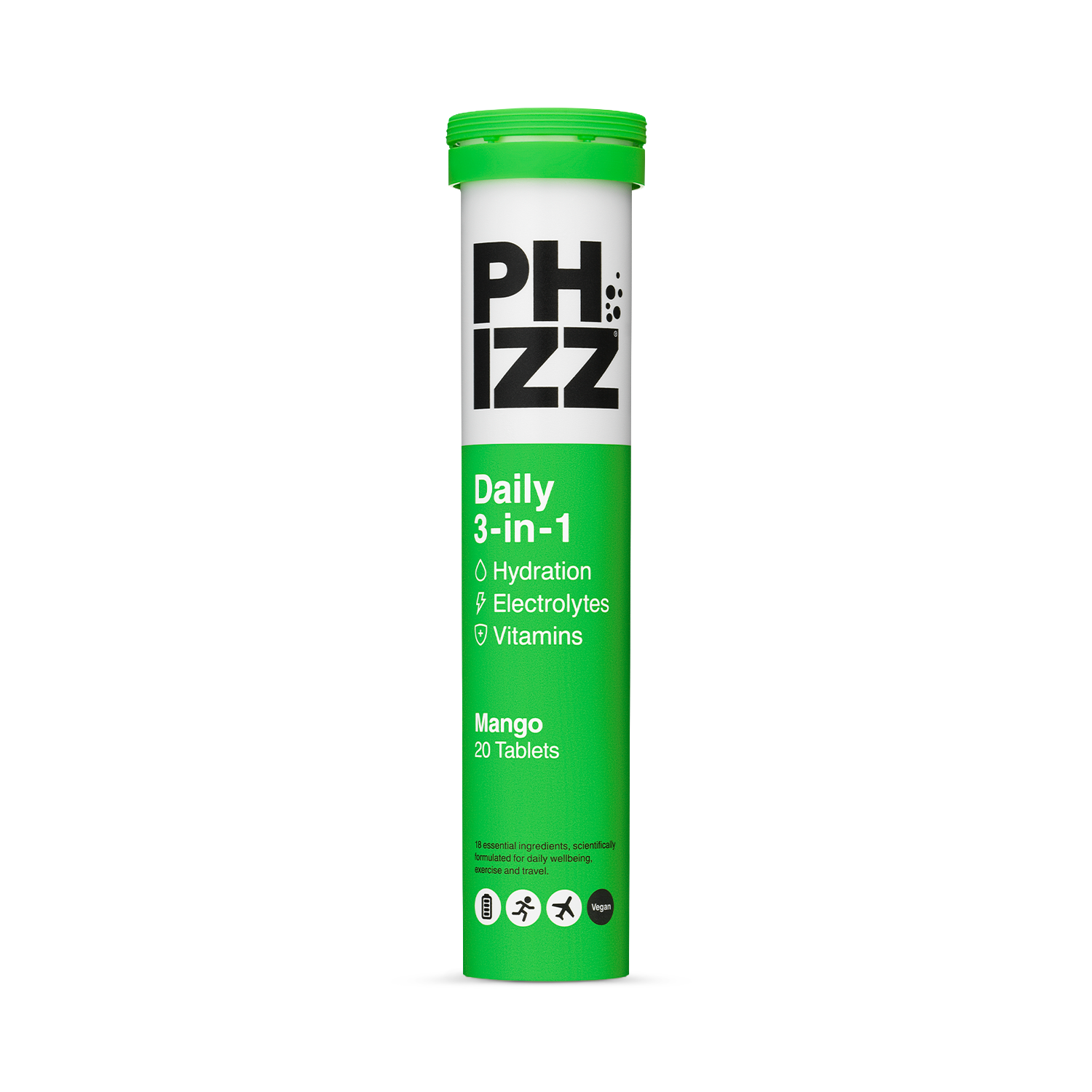Phizz Daily 3in1 Hydration Electrolytes and Vitamins Effervescent Mango 20 Tablets