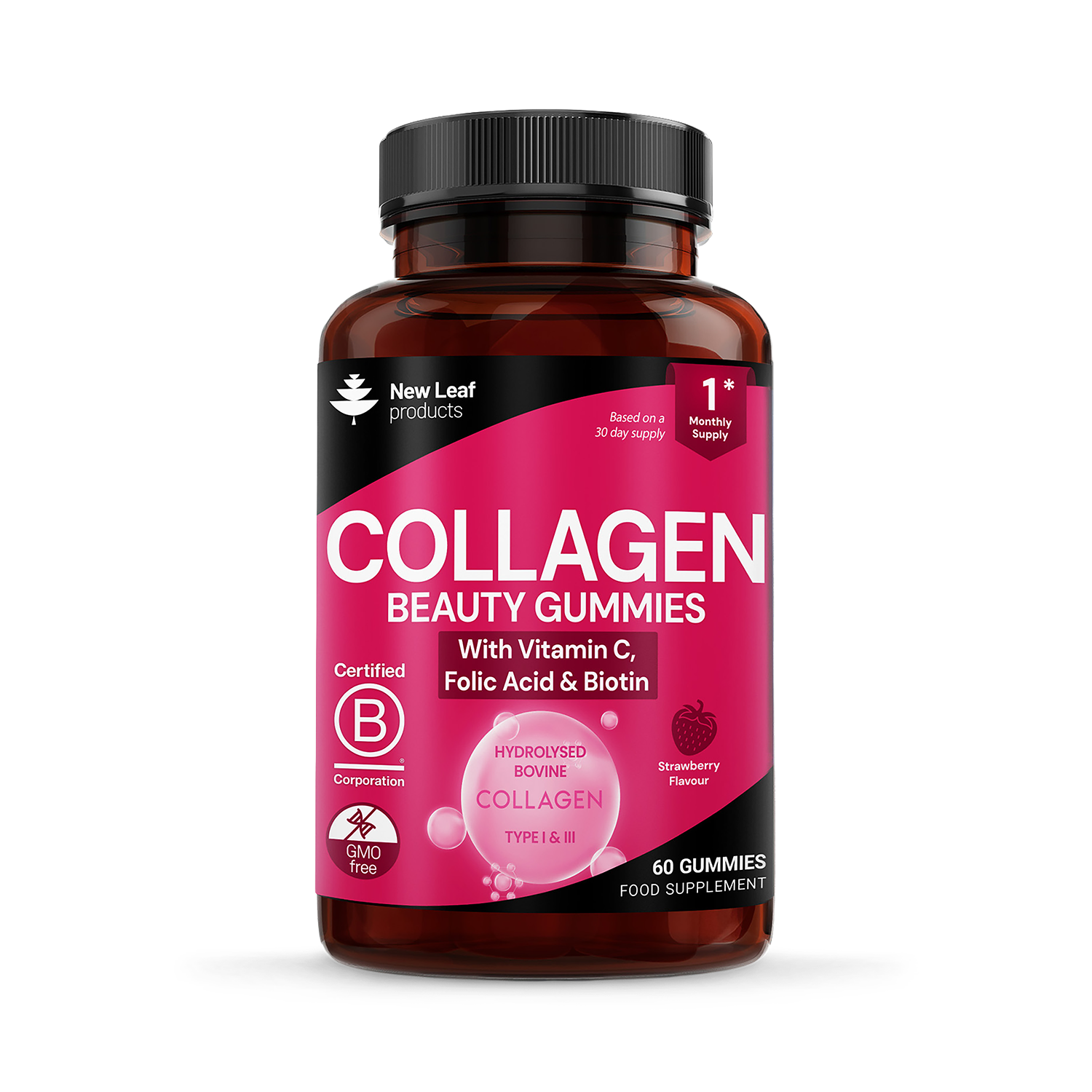 New Leaf Products Collagen Beauty Gummies with Vitamin C, Folic Acid & Biotin