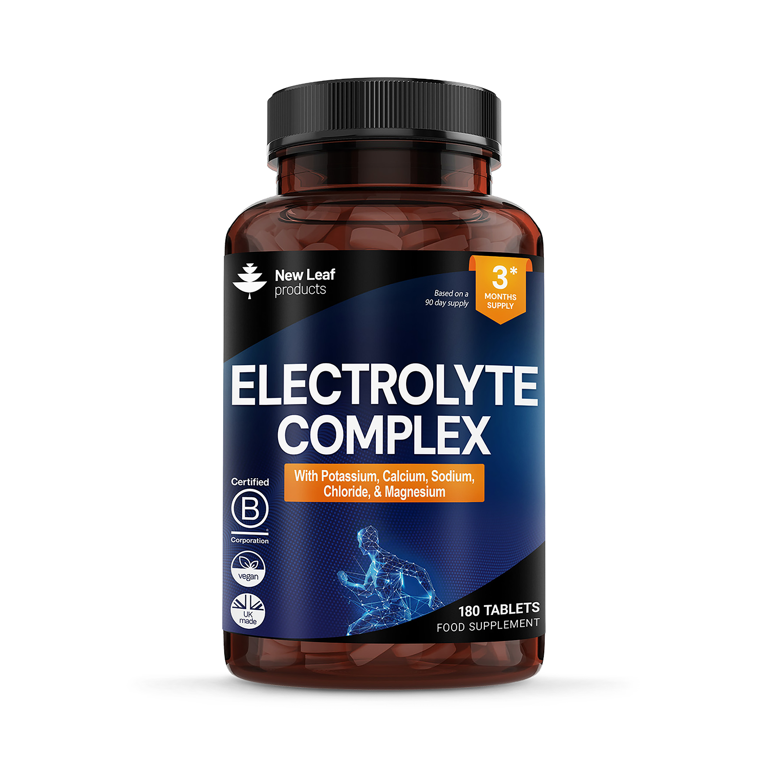 New Leaf Products Electrolyte Complex With Potassium, Calcium, Sodium, Chloride, Magnesium Tablets 180 tablets