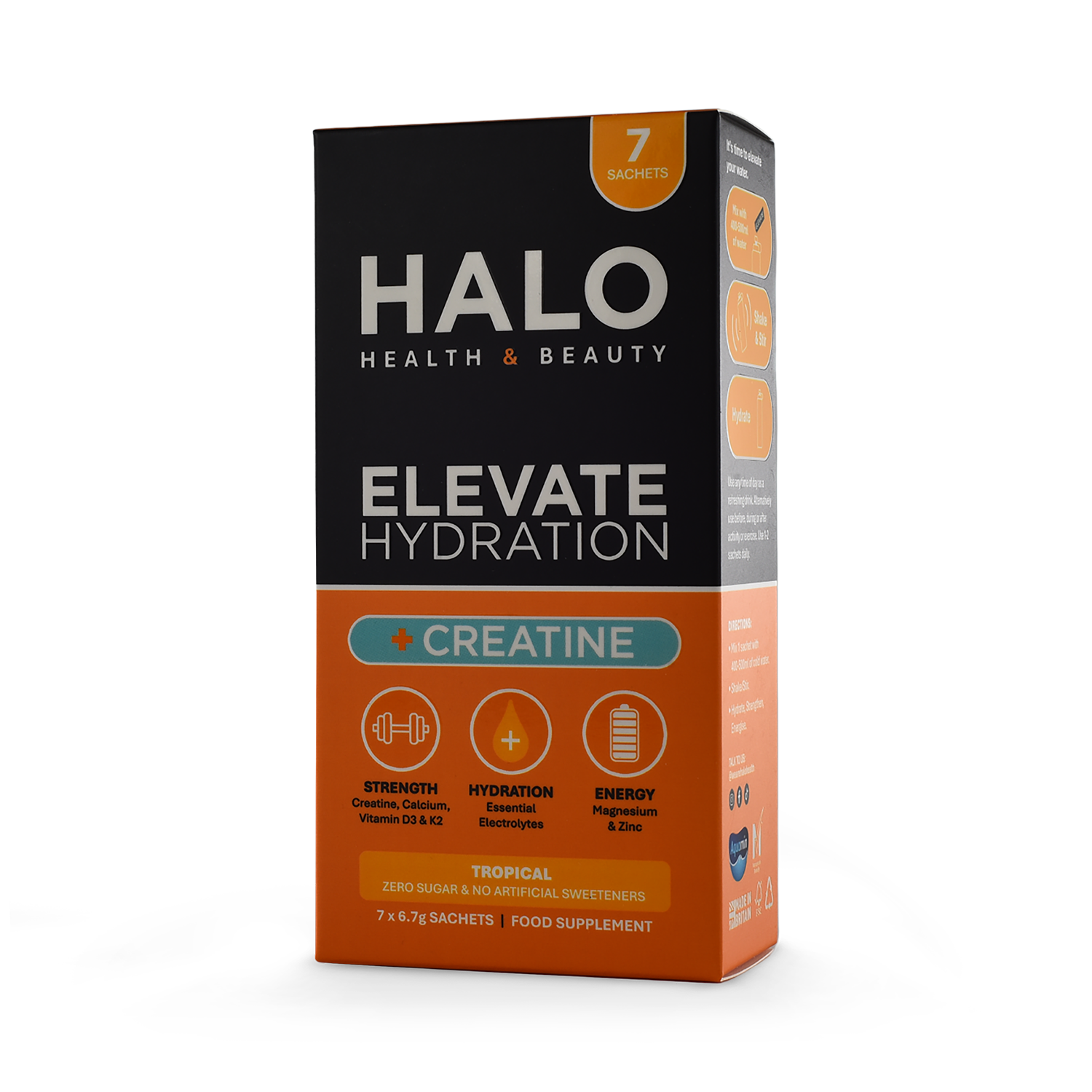 Halo Health and Beauty Limited ELEVATE Hydration +Creatine Electrolytes x7 Sachets