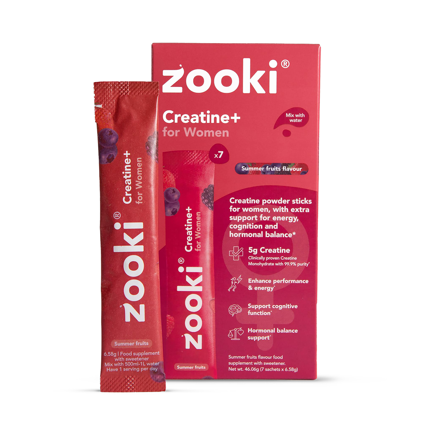 Zooki Creatine+ For Women Powder Summer Fruits Flavour 7 Sachets