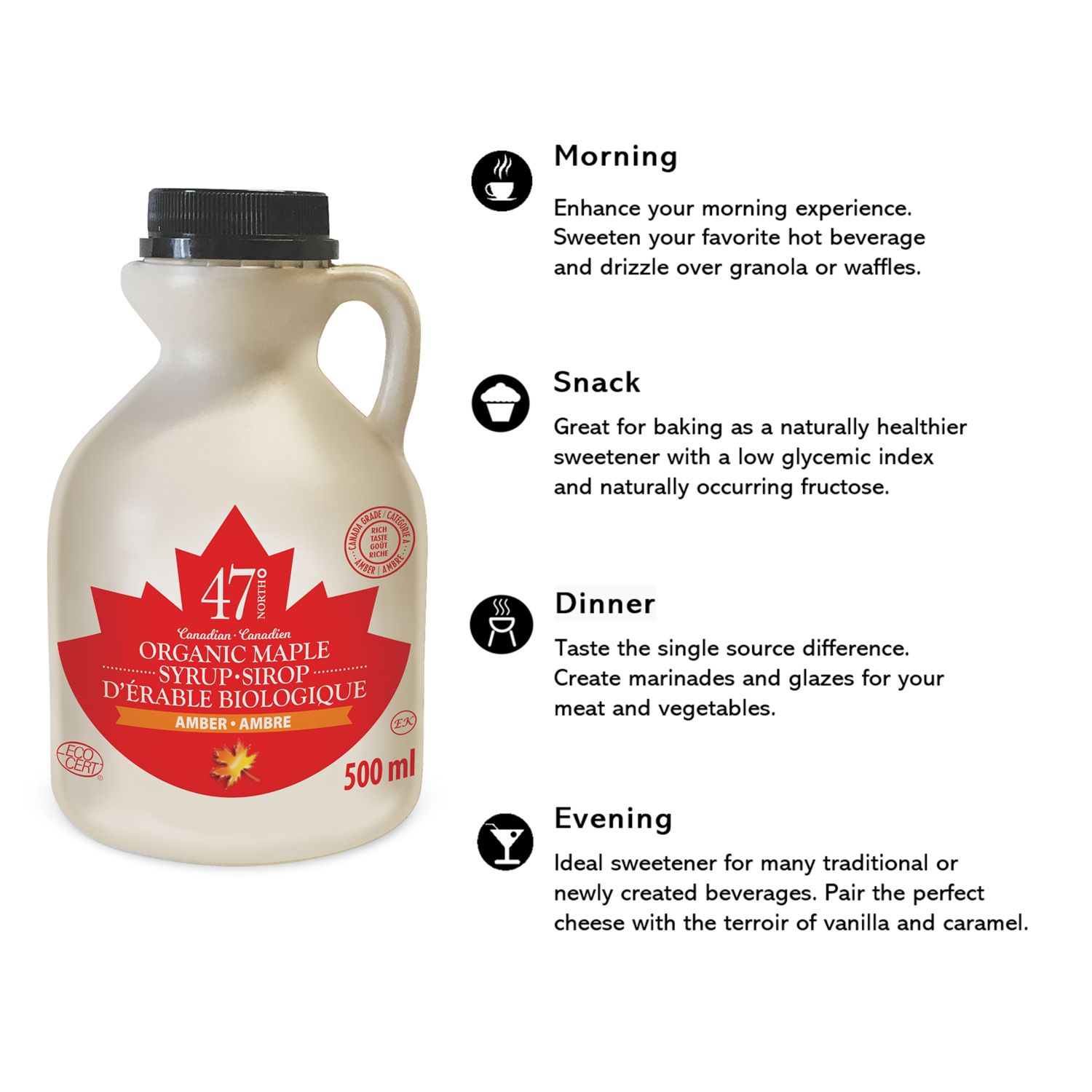 47 North Canadian Organic Maple Syrup, Single Source, Grade A, Amber Rich, 500ml - View #3