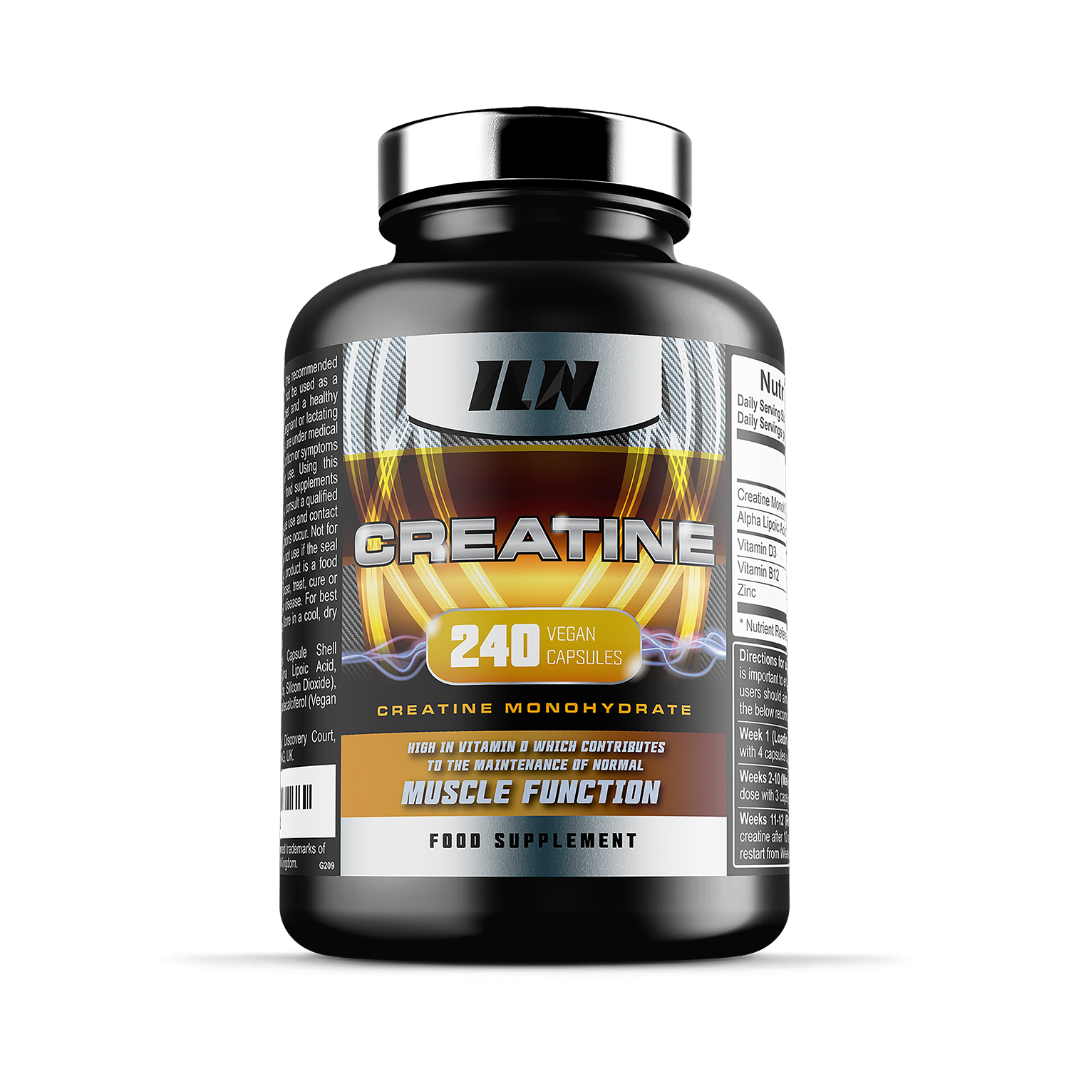 Creatine Capsules - 5,200mg Creatine Monohydrate per Serving Plus ALA - 240 Vegan Capsules