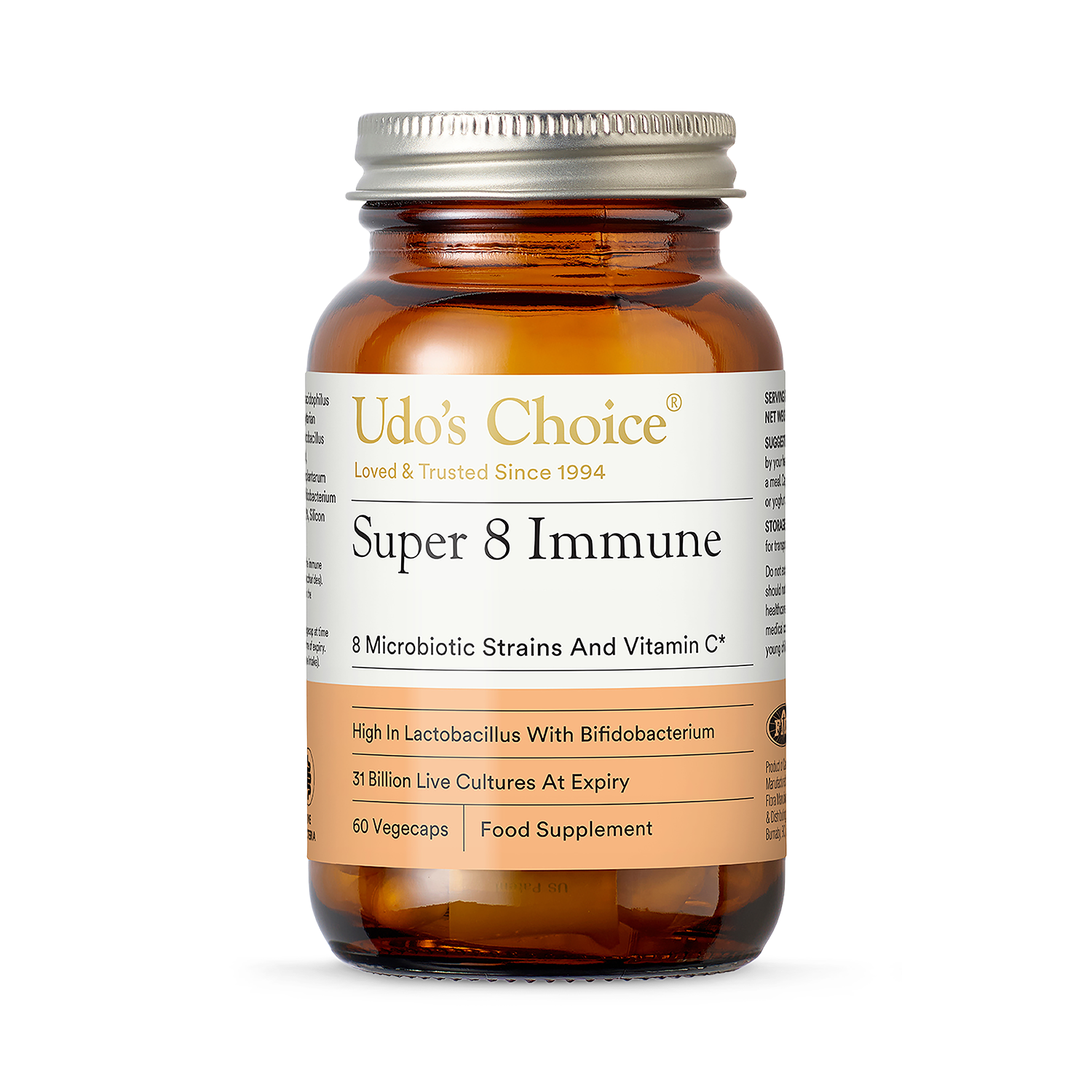 Udo's Choice Super 8 Immune - 8 Probiotic Strains + Vit C - 60's