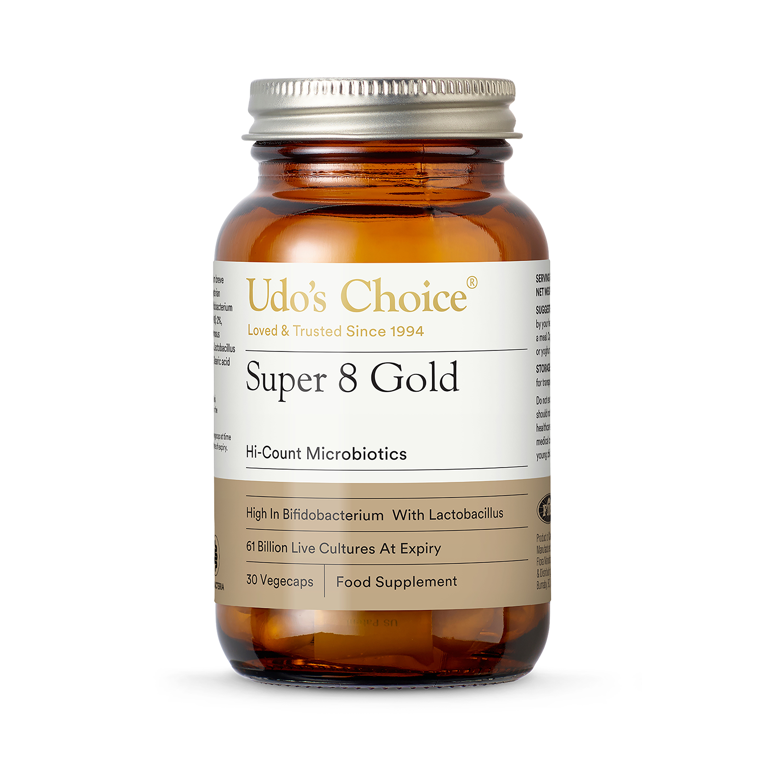 Udo's Choice Super 8 Gold - Super High Strength Probiotics - 30's