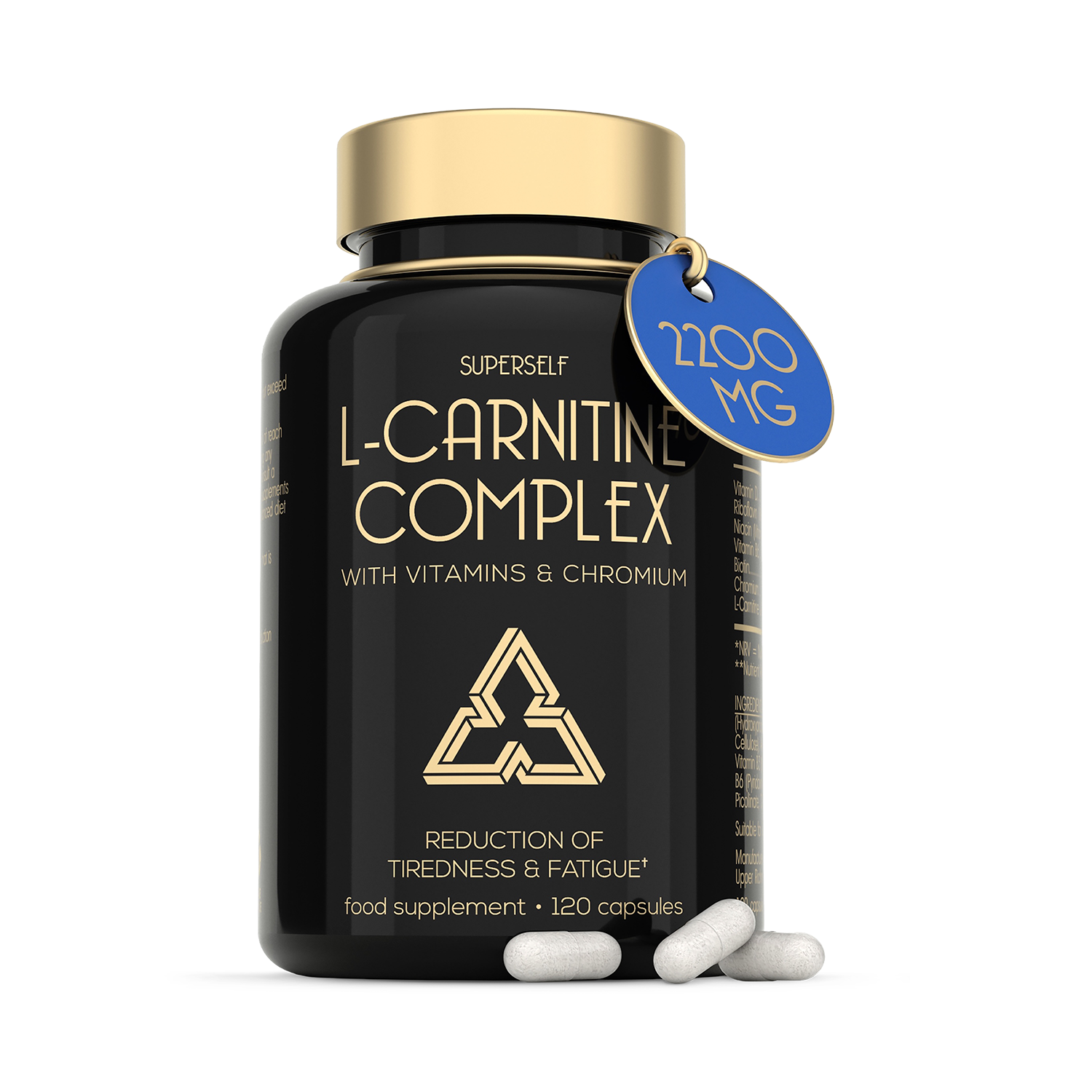 l carnitine tiredness SuperSelf L-Carnitine 2200mg with Vitamins D & B Complex 120 Capsules Skin Glow Bio Fresh Mood Stress Potency:50 mg Orange