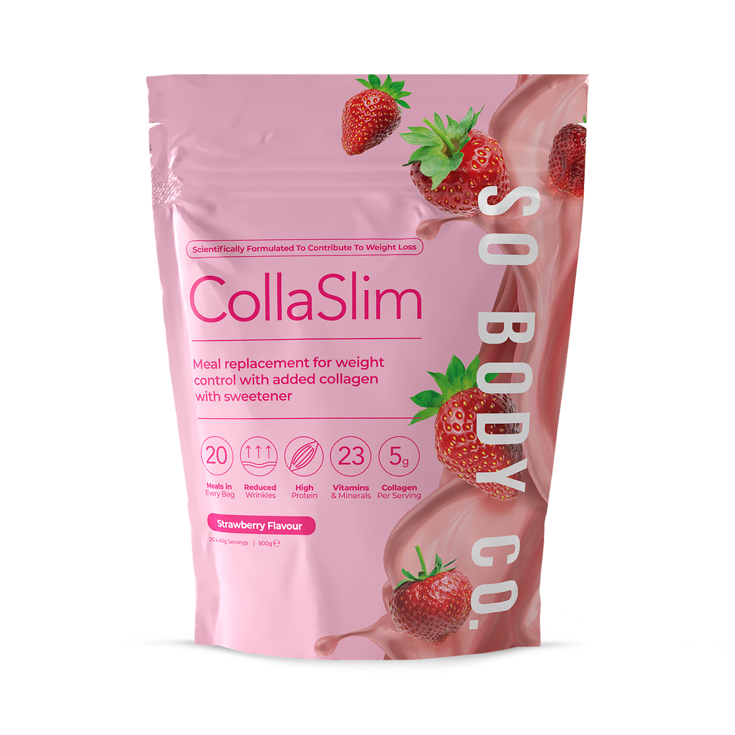 So Body Co CollaSlim Meal Replacement Shake with Added Marine Collagen Strawberry X 20 Meals