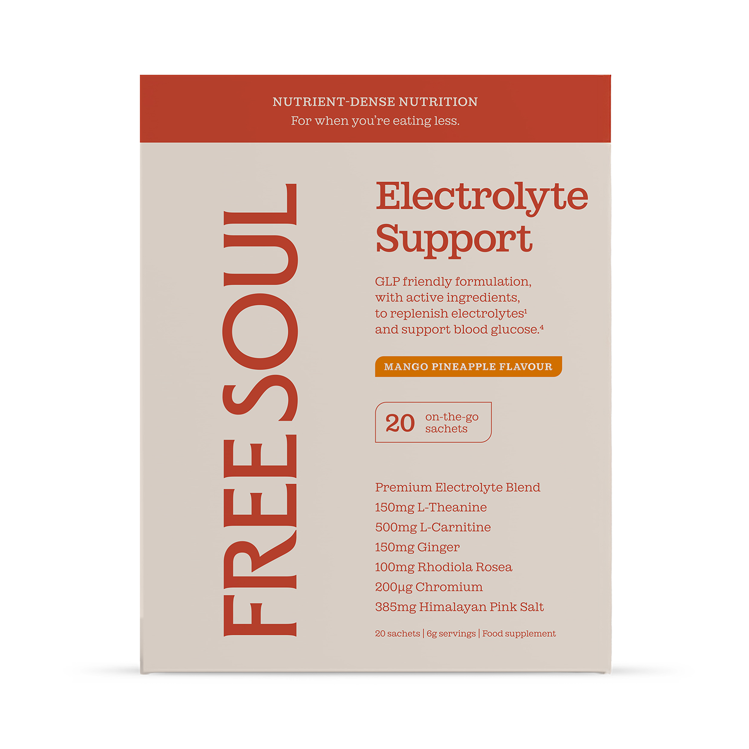 Free Soul GLP Electrolyte Support Sachets Mango Pineapple 20 Sachets