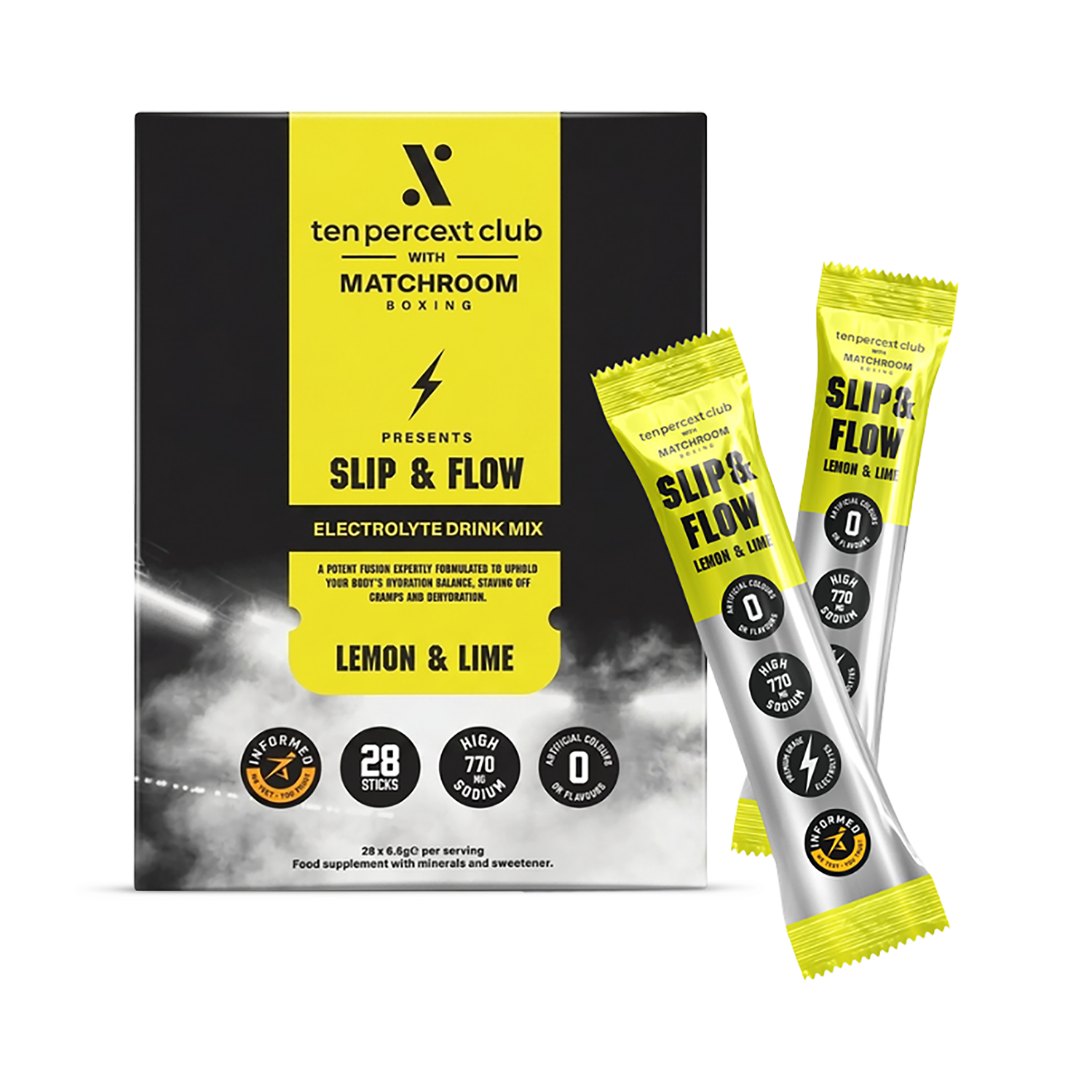 The Ten Percent Club Slip & Flow Electrolytes Lemon and Lime 28 Sachet