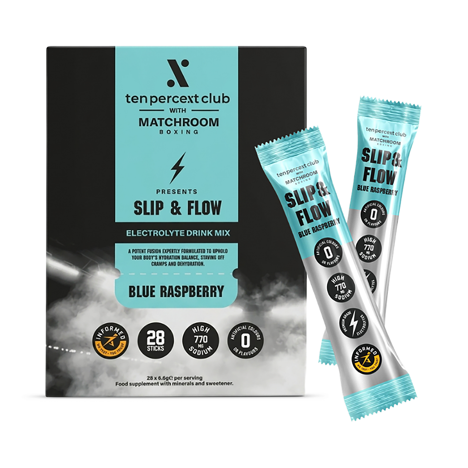 The Ten Percent Club Slip & Flow Electrolytes Blue Raspberry 28 Sachet