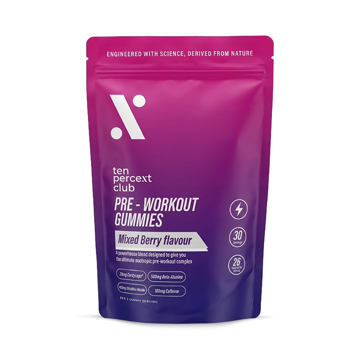 The Ten Percent Club Pre Workout Gummies Mixed Berry 60 Gummy
