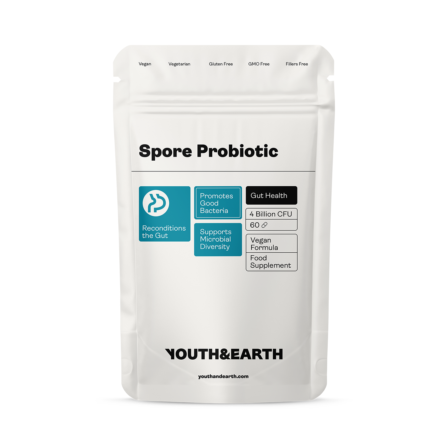Youth and Earth Spore Probiotic (Bacillus Subtilis HU58®, Coagulans SC208 & Clausii UBBC-07) 4 billion CFU count