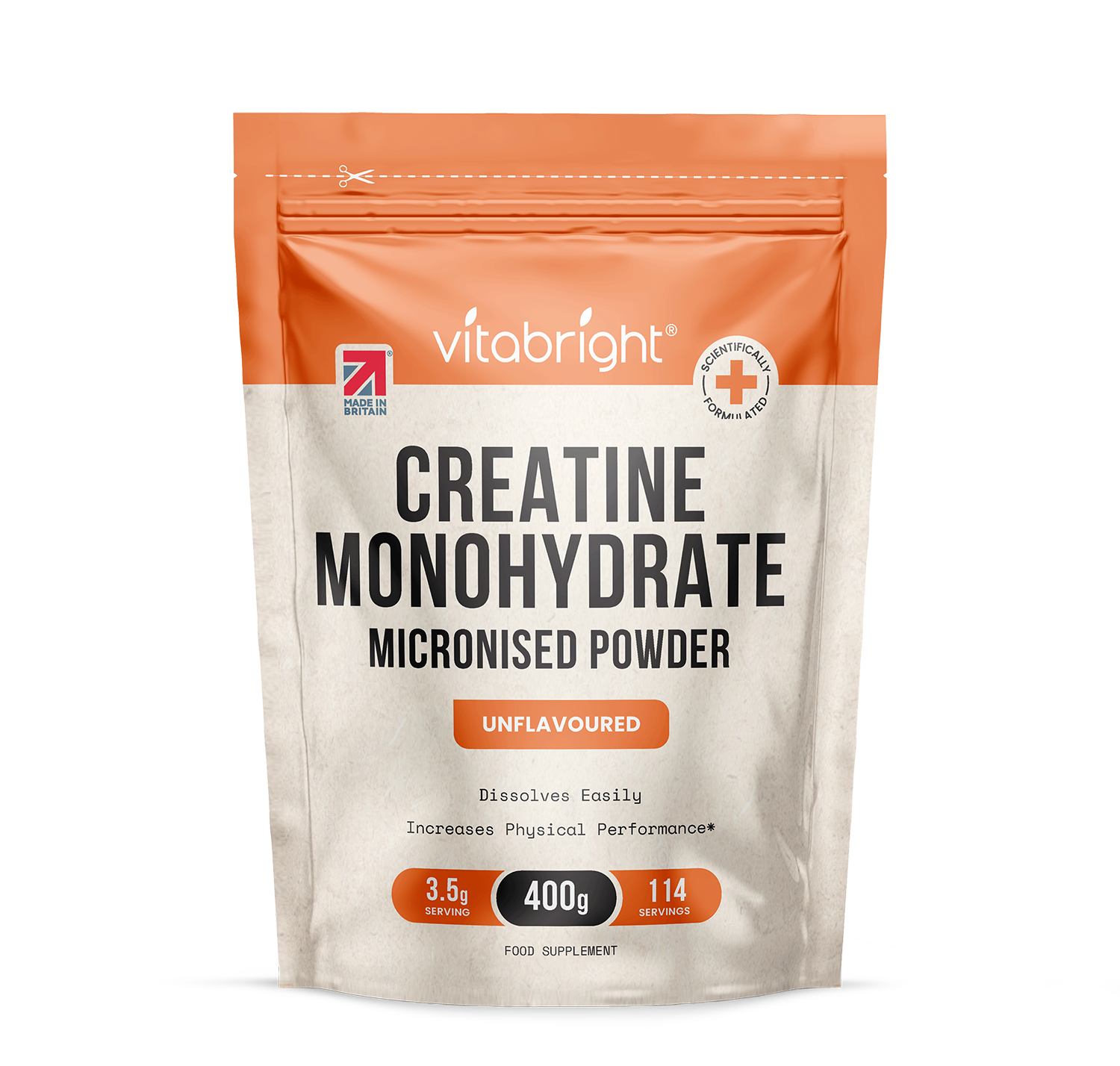 VitaBright Creatine Powder per serving of Pure Creatine Monohydrate Powder