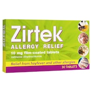 Zirtek Hayfever & Allergy Relief 10mg 30 Tablets
