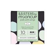 &SISTERS by Mooncup Organic Cotton Period Pads with Wings - Medium 10 Pack